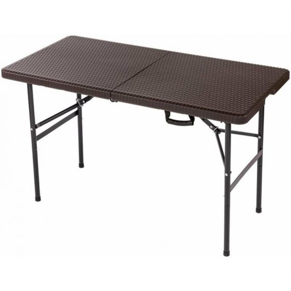 4ft 1.2m Folding Heavy Duty Outdoor Rattan Trestle Party Garden Table - Oypla OYP4736 5060544759531