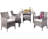 5 Piece Rattan Garden Furniture with Square Table in Grey with Waterproof Cover ratSQUARgreyCOV 5057289678951