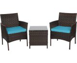 3pcs rattan furniture sofa set outdoor garden courtyard bistro casual combination set Brown - Brown 03uk31947345 5704142143650