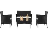 4pcs Rattan Garden Furniture Set Outdoor Lounge Sofa Suitable for patio lawn bistro set Brown Black - Black 03uk07707521 5704142143339