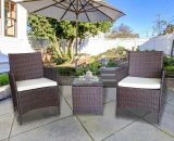 Garden Armchair Rattan Set with Side Table - Brown 46055 5060678405533