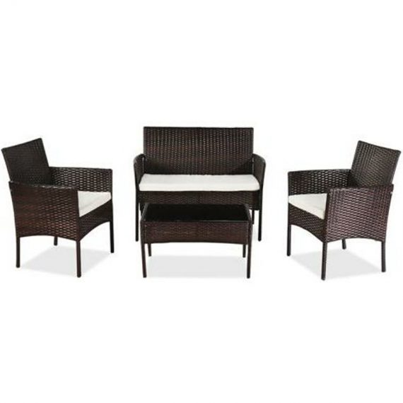 Outdoor Living Room Balcony Rattan Furniture Four-Piece-Brown G56000048