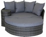 Rattan Day Bed with Foot Stool & Table Grey - Gray - Charles Bentley GLWFBEDSETGY 5014555017845