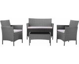 Rattan Garden Furniture Set Conservatory Patio Outdoor Table Chairs Sofa Cover, Dark Grey Plus Cover 45638 5060678407421
