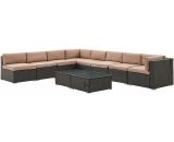 10 Piece Modular Rattan Sofa Garden Lounge Set, Brown Cushions 46035