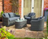 Rowlinson Bunbury Rattan Sofa Chair Table 4 Piece Set Patio Garden Grey BUNGWSET 5013856992622