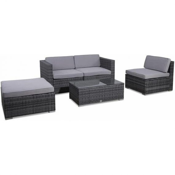 Rattan Outdoor Garden Furniture Set California Sofa Set with Coffee Table (Grey) - Evre Grey California 5060381723337