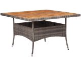 Outdoor Dining Table Grey Poly Rattan and Solid Acacia Wood32514-Serial number 46188