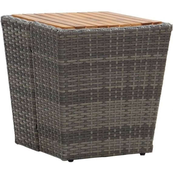 Tea Table Grey 41.5x41.5x43cm Poly Rattan and Solid Acacia Wood32519-Serial number 46198