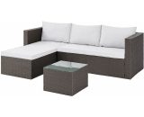 3 Seat L-Shaped Rattan Sofa Set - Outdoor Garden Furniture, Brown 45888 5056034034349