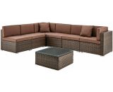 7 Piece Modular Rattan Sofa Garden Lounge Set, Brown 46029 5060678409852
