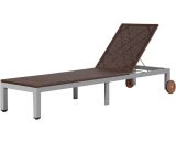 Sun Lounger with Wheels Poly Rattan Brown31263-Serial number 43974