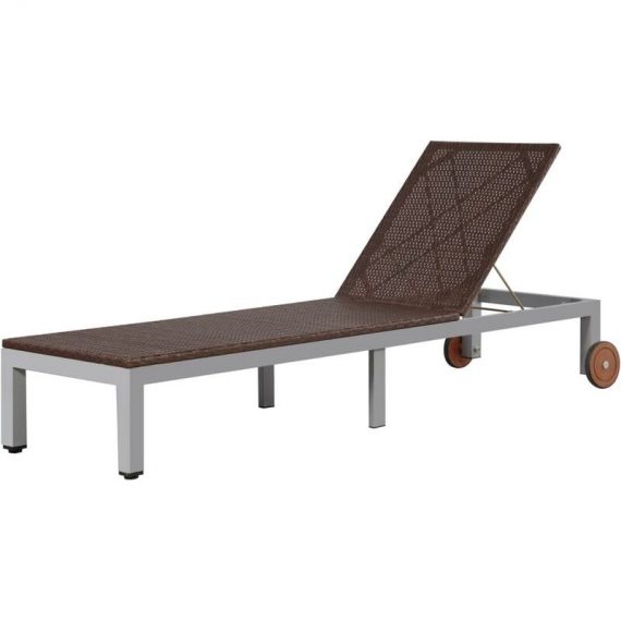 Sun Lounger with Wheels Poly Rattan Brown31263-Serial number 43974