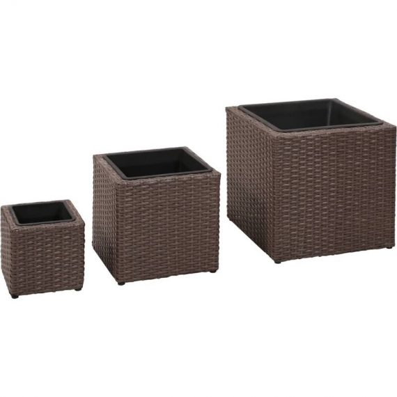 Garden Raised Beds 3 pcs Poly Rattan Brown28921-Serial number 41082 9085686578310