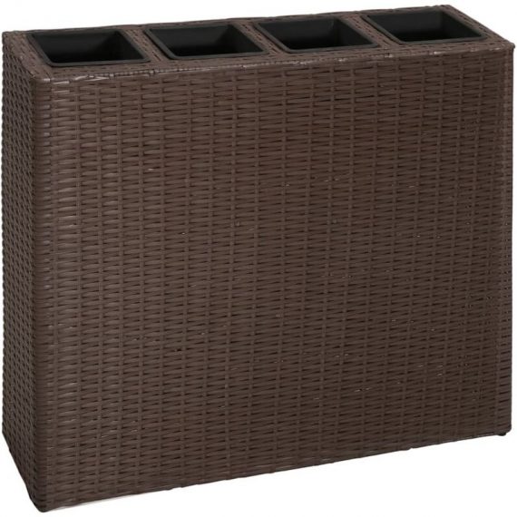 Betterlifegb - Garden Raised Bed with 4 Pots Poly Rattan Brown28924-Serial number 41085