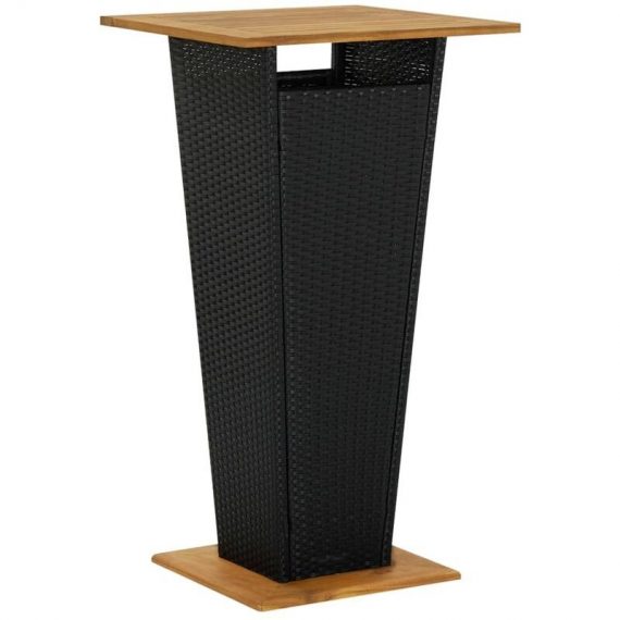 Bar Table Black 60x60x110 cm Poly Rattan and Solid Acacia Wood24623-Serial number 313463