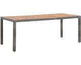 Garden Table Grey 190x90x75 cm Poly Rattan and Solid Acacia Wood32497-Serial number 46108