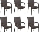 Stackable Outdoor Chairs 6 pcs Poly Rattan Brown23106-Serial number 310086