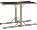 Garden Table Beige 110x53x72 cm Glass and Poly Rattan32636-Serial number 46454 9085686615466