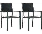 Garden Chairs 2 pcs Black Plastic Rattan Look33341-Serial number 47889