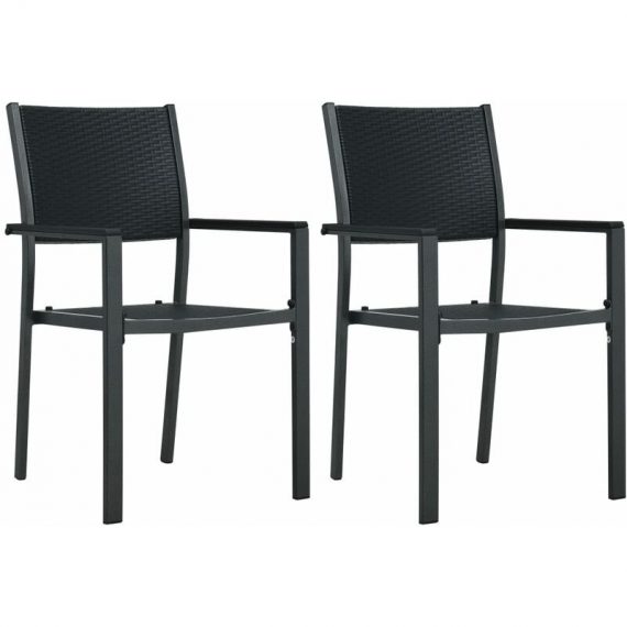 Garden Chairs 2 pcs Black Plastic Rattan Look33341-Serial number 47889
