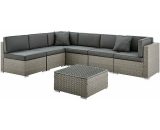 7 Piece Modular Rattan Sofa Garden Lounge Set, Grey 46028 5060678409845