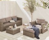 Alice's Garden - Romini: 5-seater round rattan garden sofa set with table, grey / beige, Ready-assembled - Grey RWH3007GY 3760247267570