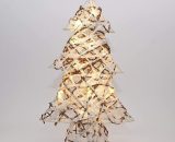 61cm Pre-Lit Tabletop Centrepieces Twig Rattan with Warm White LEDs Christmas Holiday Home Garden Decoration - Brown - Shatchi 15627-TREE-DECORATION 5056141016672