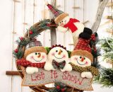 Perle Rare - Christmas Decor Rattan Wreath Christmas Ornaments Hanging Garland Santa Claus Snowman Doll Rattan Pendant Ornament for Home Xmas Tree, YBD024789LCP 9135650012170