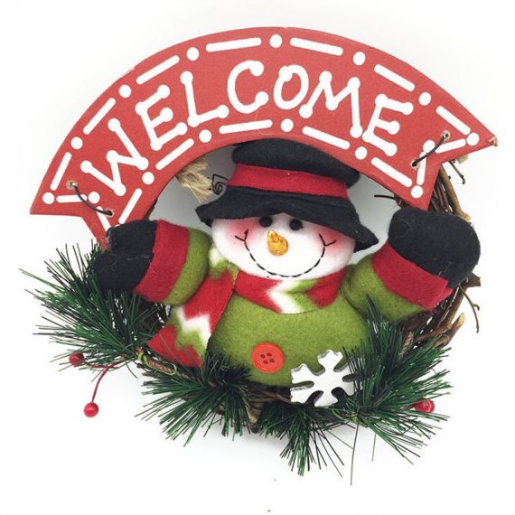 1 Piece Christmas Hanging Rattan Wreath Snowman/Santa Wreath Vintage Plush Doll Wreath Suitable for Christmas Outdoor Lawn Decoration(A) PERGB010912 9784267146077