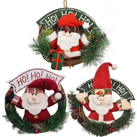 3 Pieces Christmas Hanging Rattan Wreath Snowman/Santa Wreath Vintage Plush Doll Wreath Suitable for Christmas Outdoor Lawn Decoration PERGB010911 9784267146060