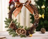 Perle Raregb - 30cm Christmas Artificial Front Door Wall Hanging Rattan Wreath Holiday Party Home Tree Decor with Bowknot Jingle Pine Cones or PERGB010828 9784267144738