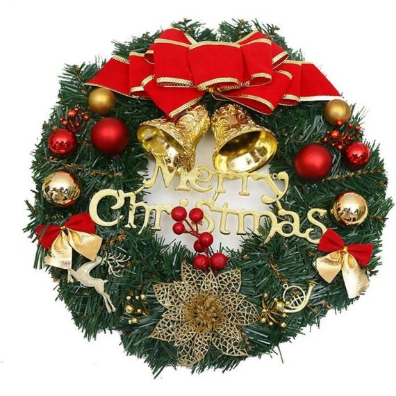 30cm Christmas Artificial Front Door Wall Hanging Rattan Wreath Holiday Party Home Tree Decor with Bowknot Jingle Pine Cones or Snowflakes (a) PERGB010820 9784267144653