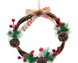 Christmas Decorations Wooden Rattan Door Hanging Ornaments Natural Pine Cone Pendant Vine Ring Wreath Ornaments RBD017269lc 9784267171369