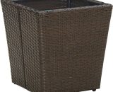Tea Table Brown 41.5x41.5x44 cm Poly Rattan and Tempered Glass 310558UK 797394214587