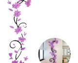 Wall Decorations for Living Room Removable 3D Rose Flower Rattan Wall Stickers Living Room TV Background Wall Decals Mural Home Decor ( Purple FOUR-15257 8272627583736