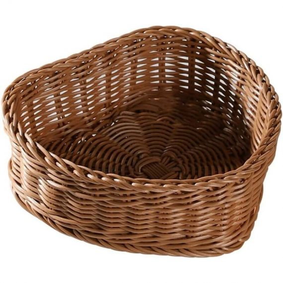Bread Baskets for Serving Basket Fruit Bowl Bamboo Wicker Cornucopia Wood Bowls Heart Shaped Storage Basket Simulated Rattan Woven Dried Fruit Tray FOUR-15212 8272627583347