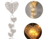 Dream Catcher Wind Chime, Hand-Woven Wooden Rattan Heart-Shaped Wind Chime Hanging Night Light Charm Decor Living Room Window, Length 60cm BRU-18381 6286582850231