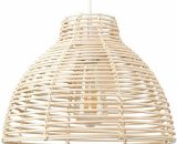 Minisun - Wicker Rattan Basket Ceiling Pendant Light Shade - Cream 20315 5016529203155