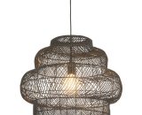 Merano Piacenza Single Pendant Ceiling Lamp, Black Rattan, Matt Black 5056013676966 5056013676966