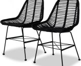 Dining Chairs 2 pcs Black Natural Rattan VD10664 - Hommoo VD10664_UK 8077789600099