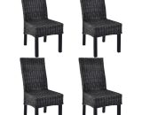 Hommoo Dining Chairs 4 pcs Black Kubu Rattan and Mango Wood VD18364 VD18364_UK 8077889300288
