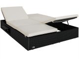 Deuba Poly Rattan Double Sun Lounger | Garden Furniture | Adjustable Day Bed | Recliner | 116x193cm (Black) 992855 4250525355383