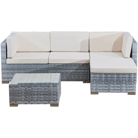 4 seats outdoor sofa rattan garden furniture set - Light grey - cannes - Grey BP-S001GB-2 3664380002435