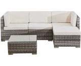 Avril Paris - 4 seats outdoor sofa rattan garden furniture set - Grey - cannes - Grey BP-S001GB 3664380002428
