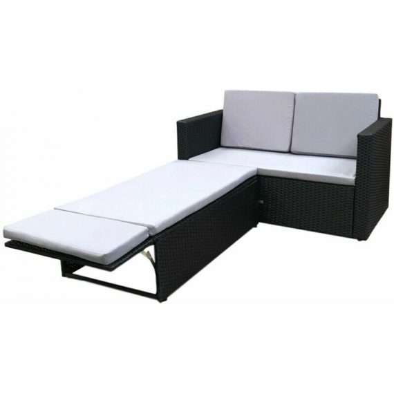 Outdoor Rattan Garden Sofa Furniture Set Love Bed two seater Black - Black - Evre Black_LoveBed 5060381723221