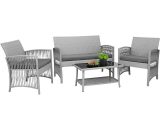 4-piece Garden Set Garden Furniture Set Chairs and Table Easy Assembly Lounge Set for Outdoor, Balcony, Garden, Terrace, Rattan look, Gray - Bamny 794775166640 794775166640