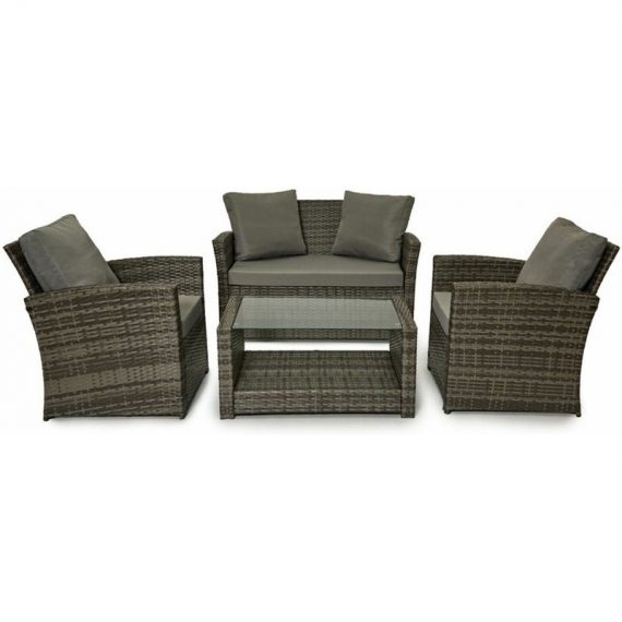 Rattan Garden Furniture Weave Wicker Sofa Set Conservatory Set Grey Roma - Grey - Evre 5060381722330 5060381722330