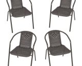 Brown Garden Rattan Stacking Chair, Set of 4 - Livingandhome LG0543 747492494350