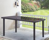 150CM Patio Garden Rectangle Rattan Frame Glass Top Table,Black - Livingandhome LG0899 747492408036